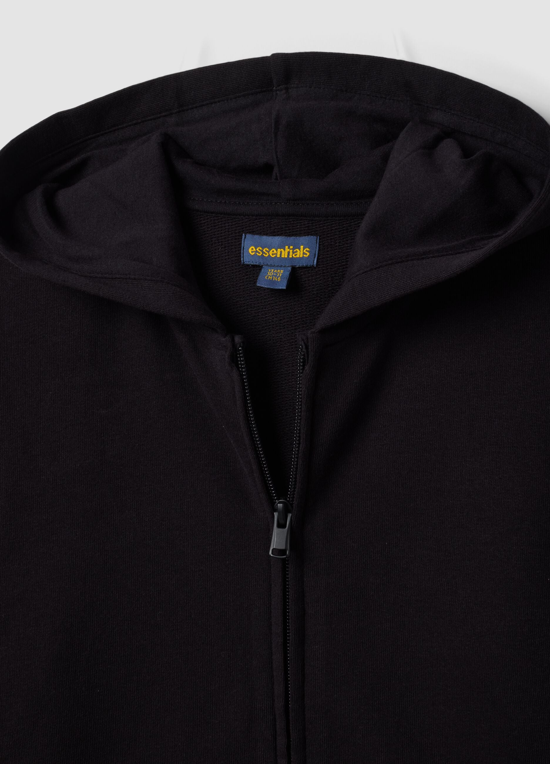 Black organic cotton hooded sweatshirt, regular fit, for boys