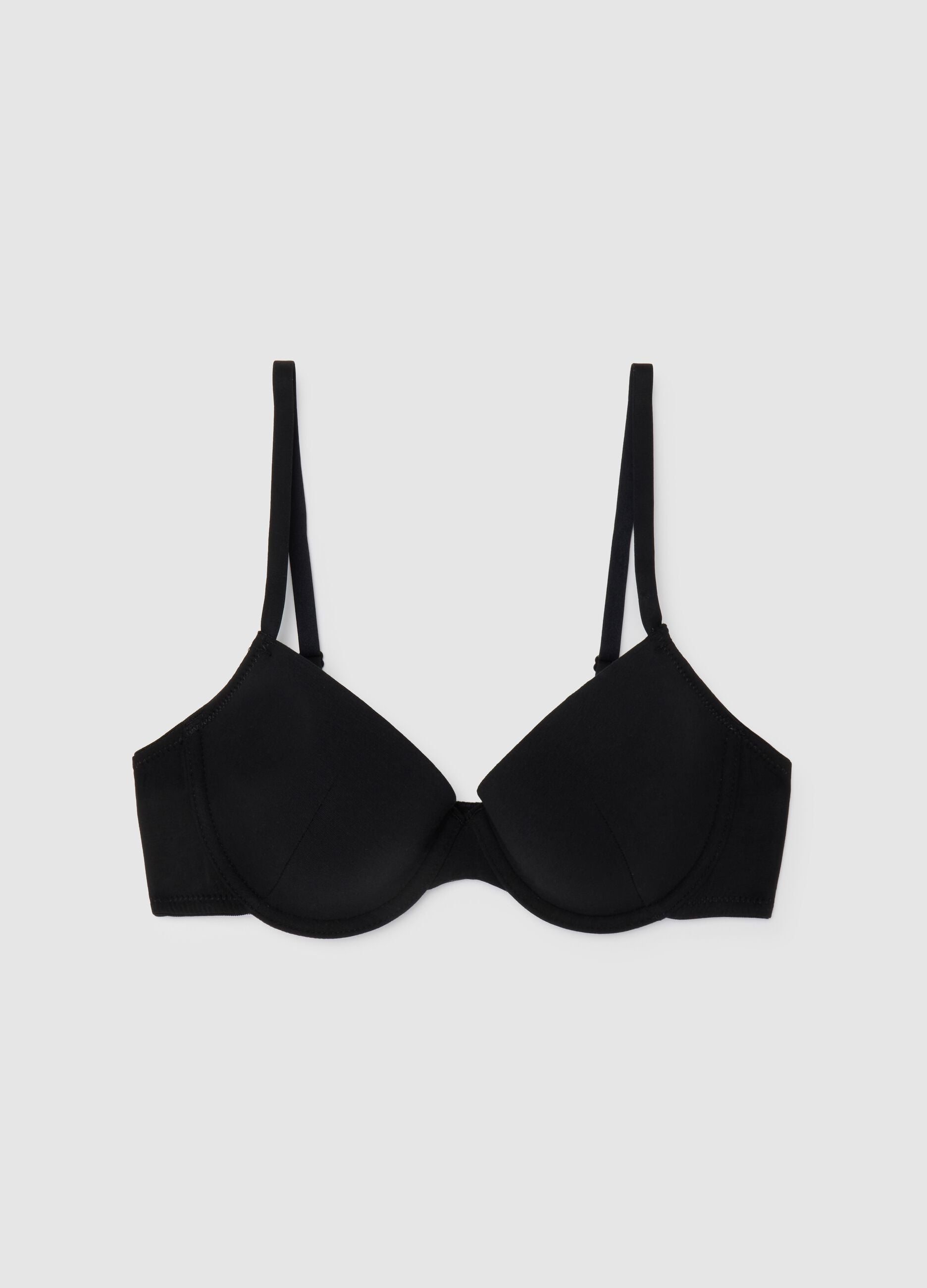 Women's Black Padded Cotton Blend Bra