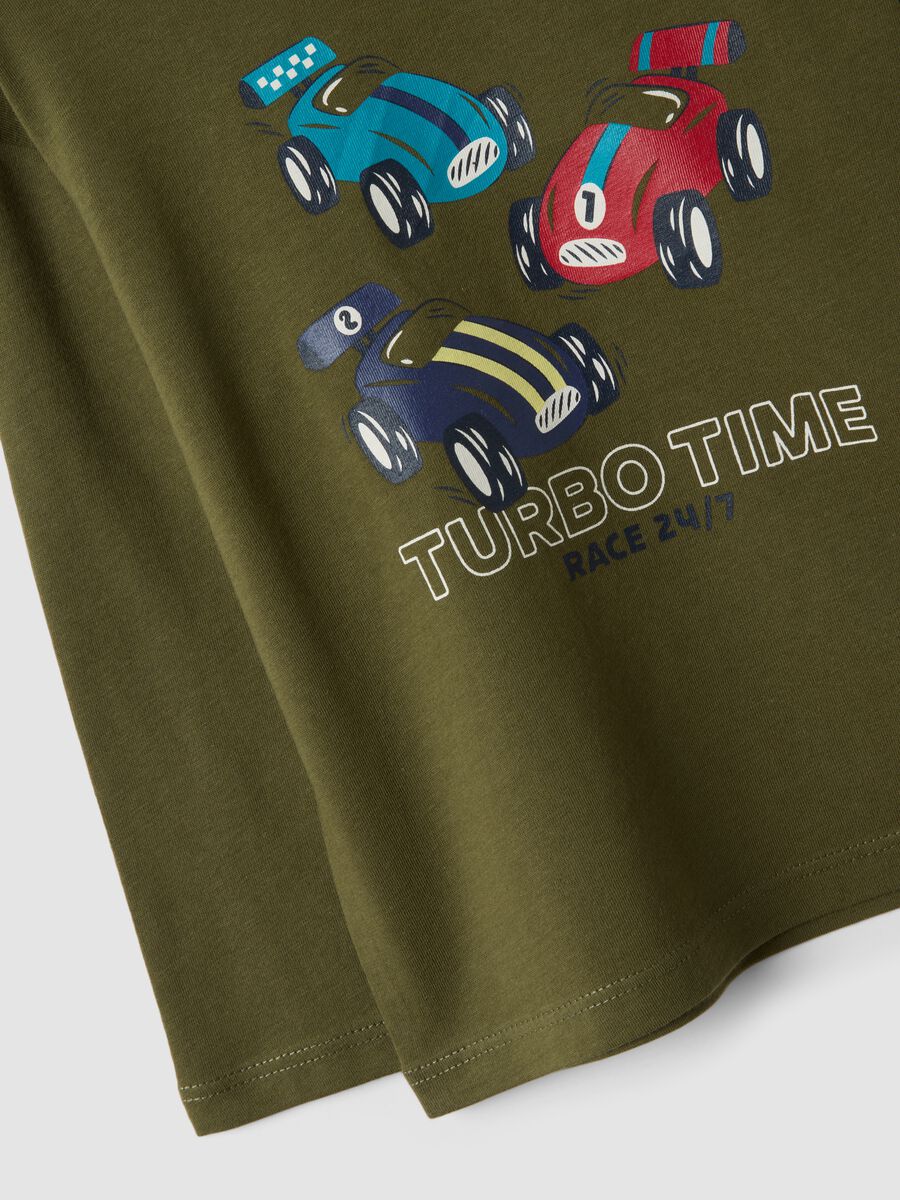 Green organic cotton T-shirt with racing cars for baby boys_3