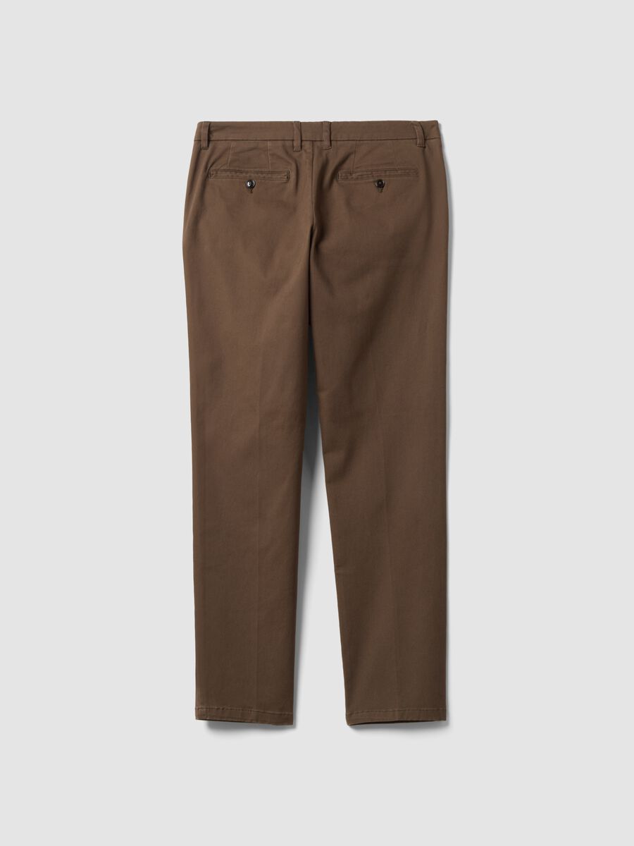 Brown slim-fit stretch cotton twill chino trousers_2