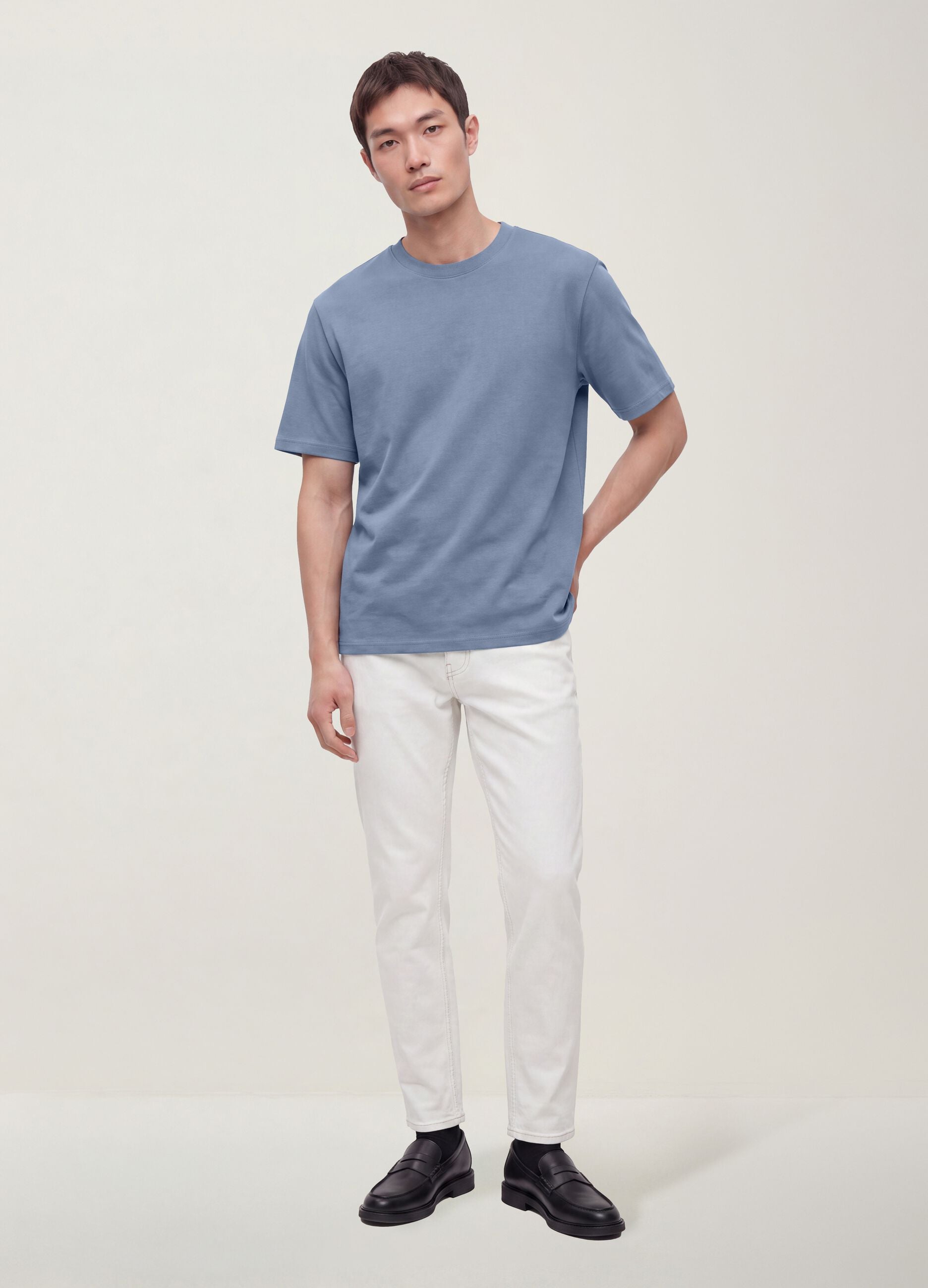 The Iconic Tee blue pure cotton short-sleeve T-shirt, relaxed fit