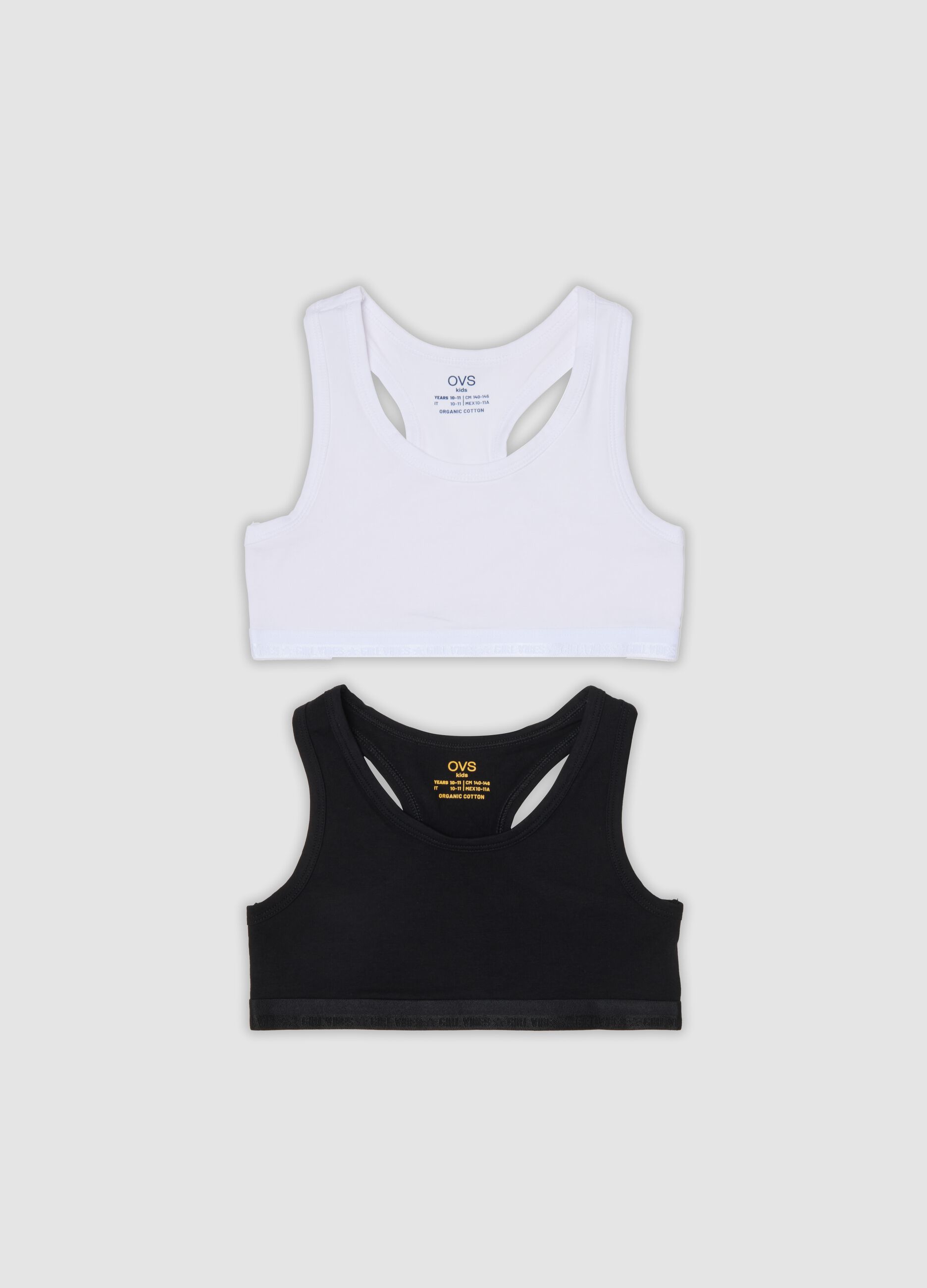 2-pack multicolour organic stretch cotton sports bras