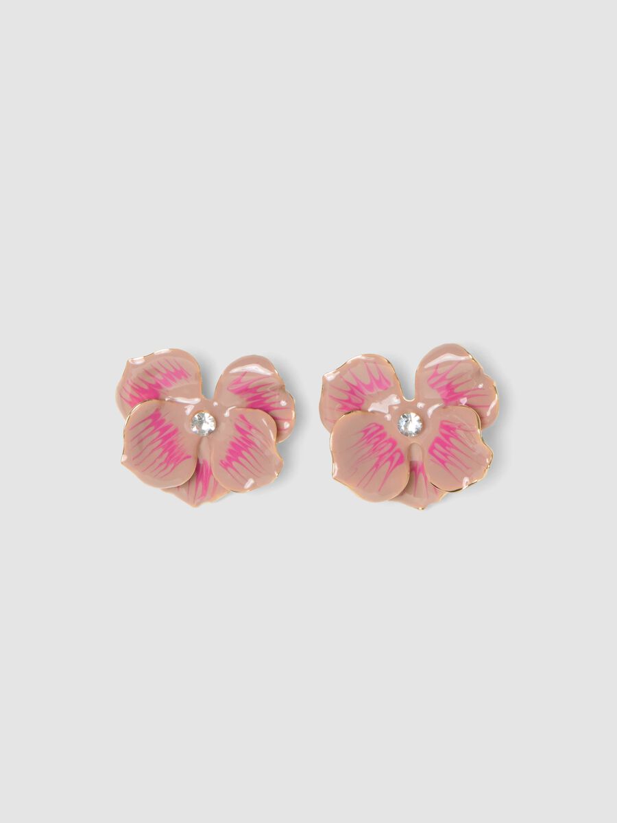 Orecchini rosa a forma di fiore con dettagli luminosi_0