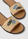 Beige flat sandals with braided embroidered strap_1