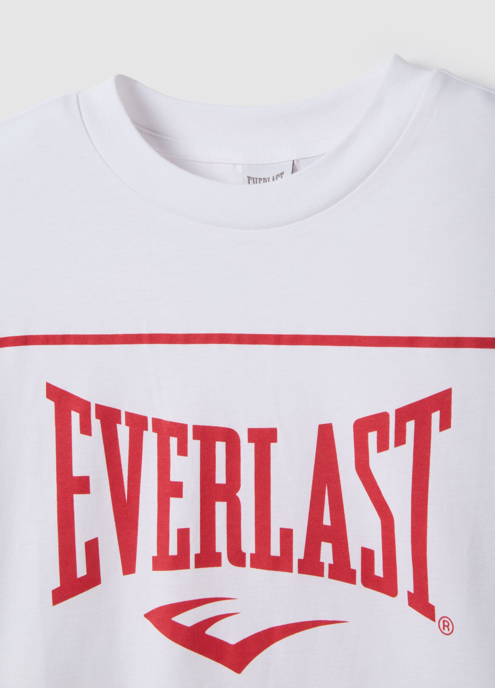 Pure White Cotton T-shirt Regular Fit with Everlast Print