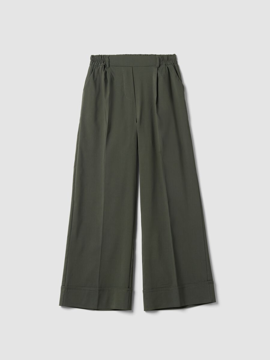 Green wide-leg trousers in stretch viscose_4