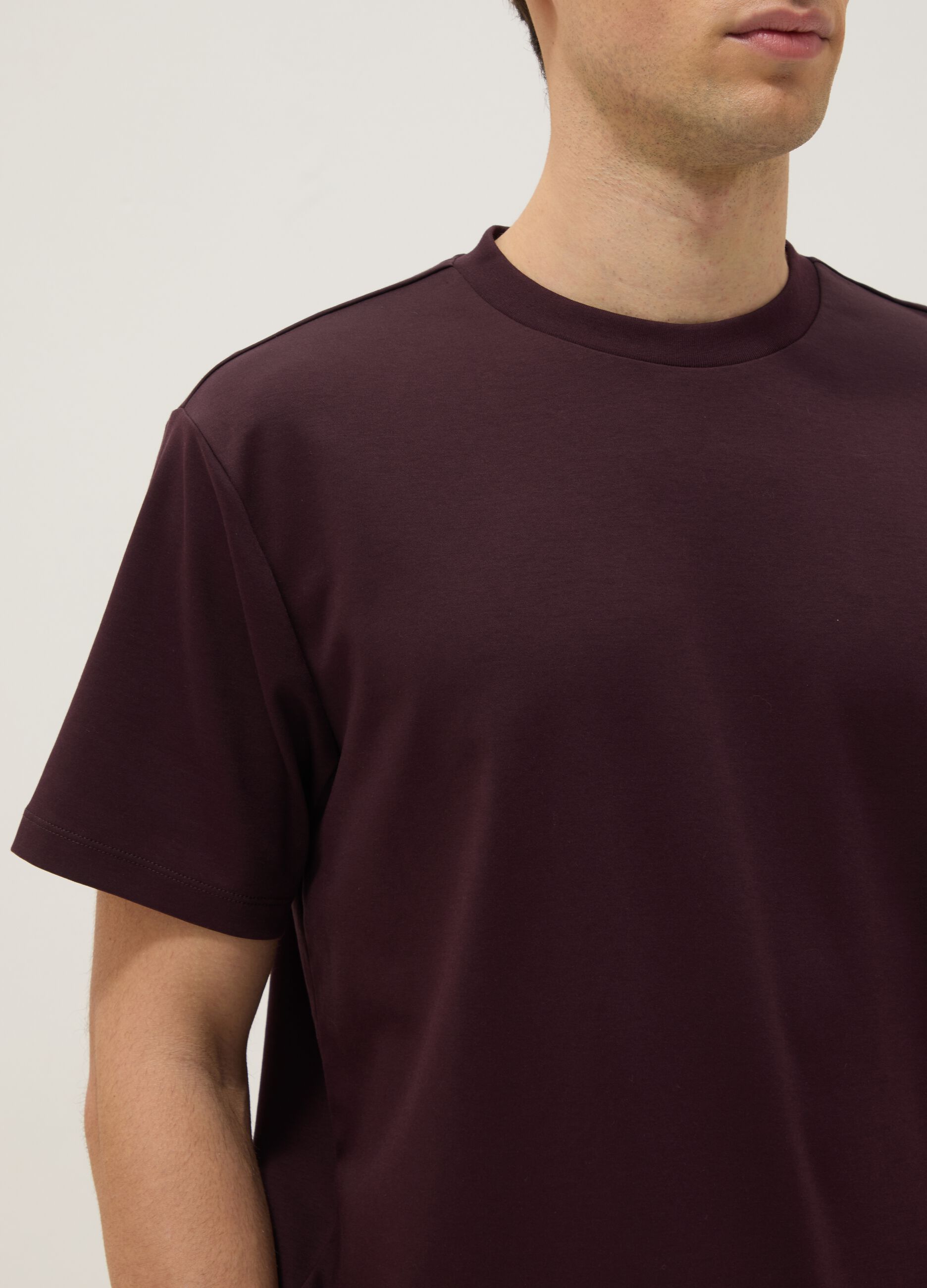 Brown pure cotton crew neck T-shirt regular fit