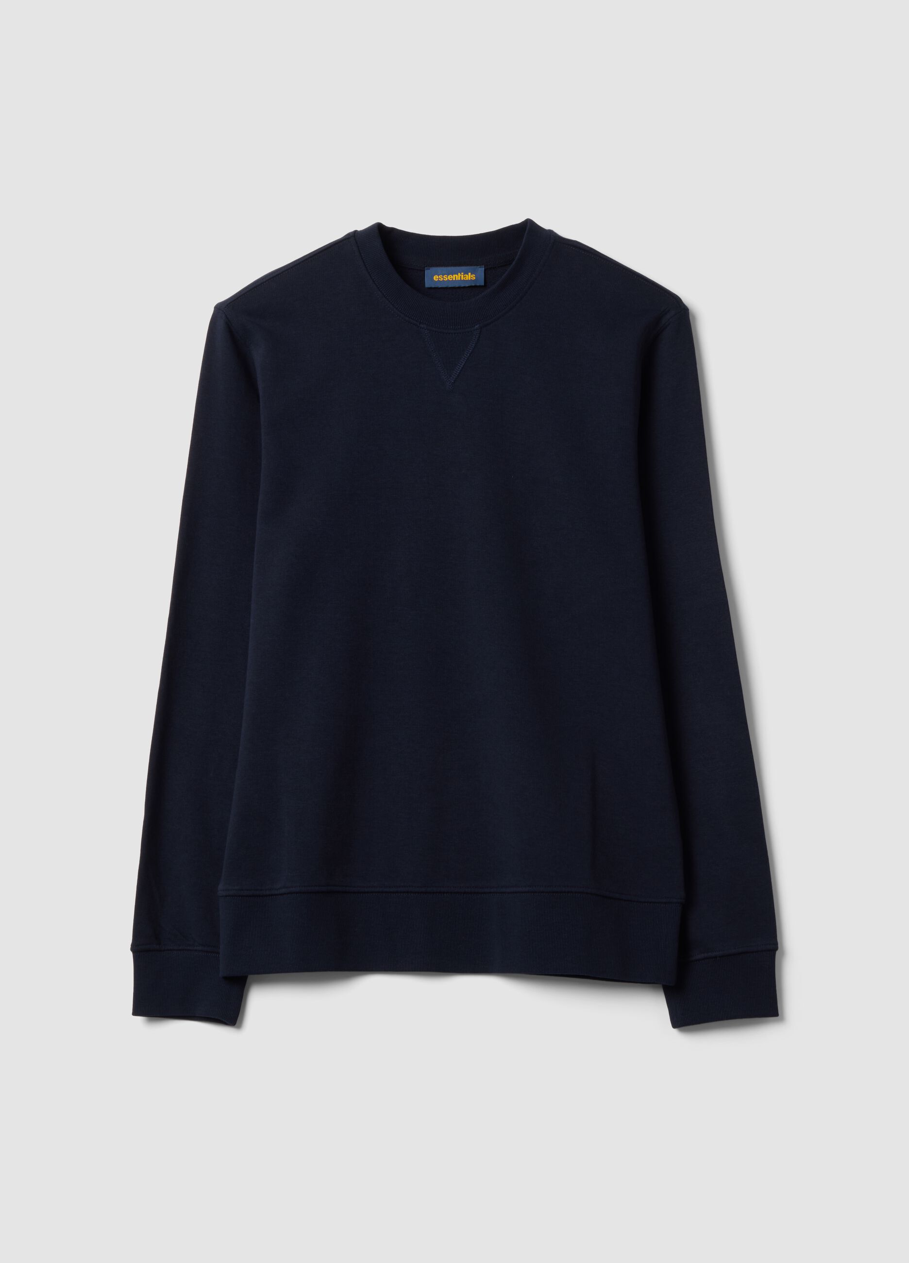 Blue crew-neck sweatshirt in cotton blend, regular fit
