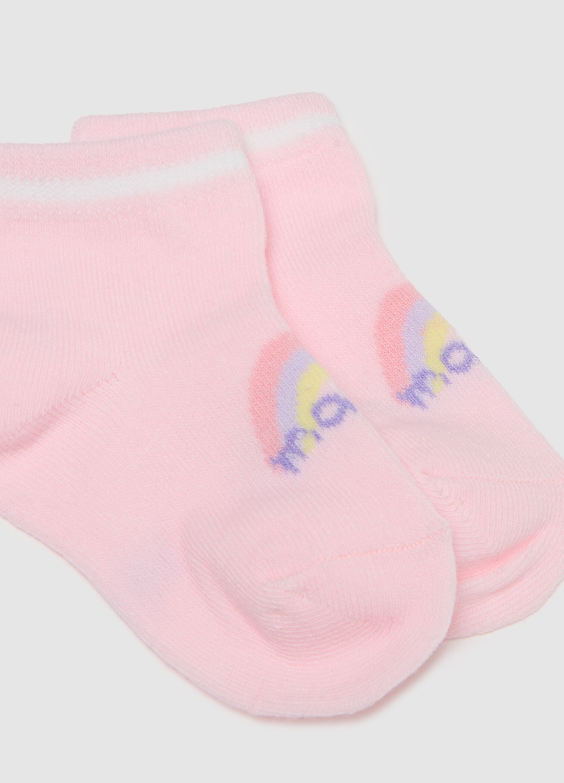 Regular fit infant multicolour cotton blend short socks - 3 pack