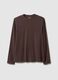 Regular fit stretchy cotton long sleeve brown t-shirt_4
