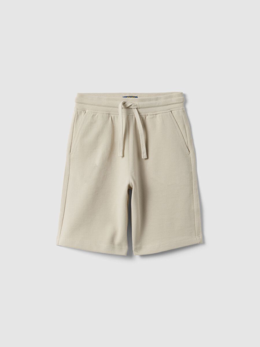 Beige pure cotton shorts for kids regular fit_0