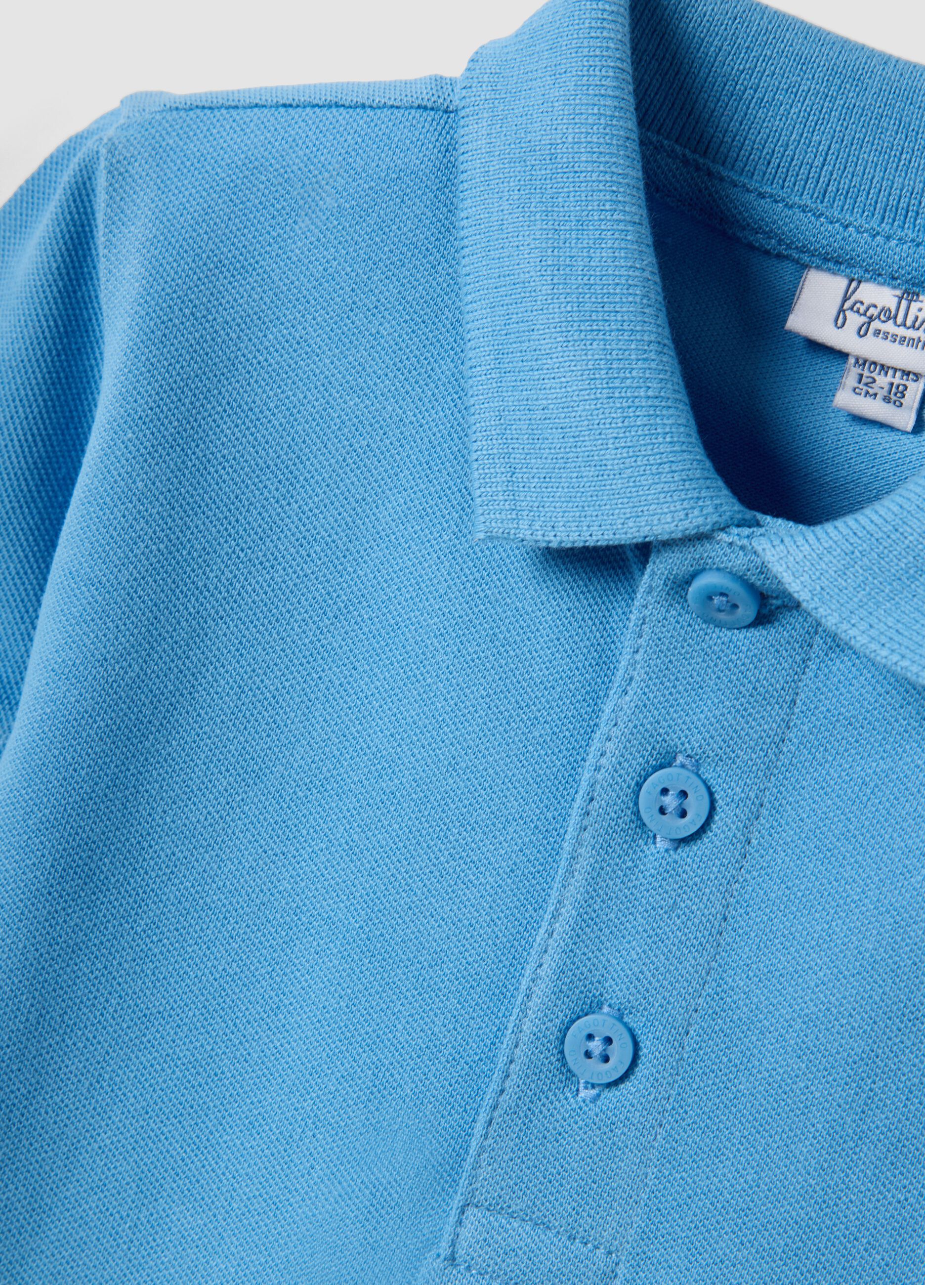 Light blue organic cotton polo shirt for boys, regular fit