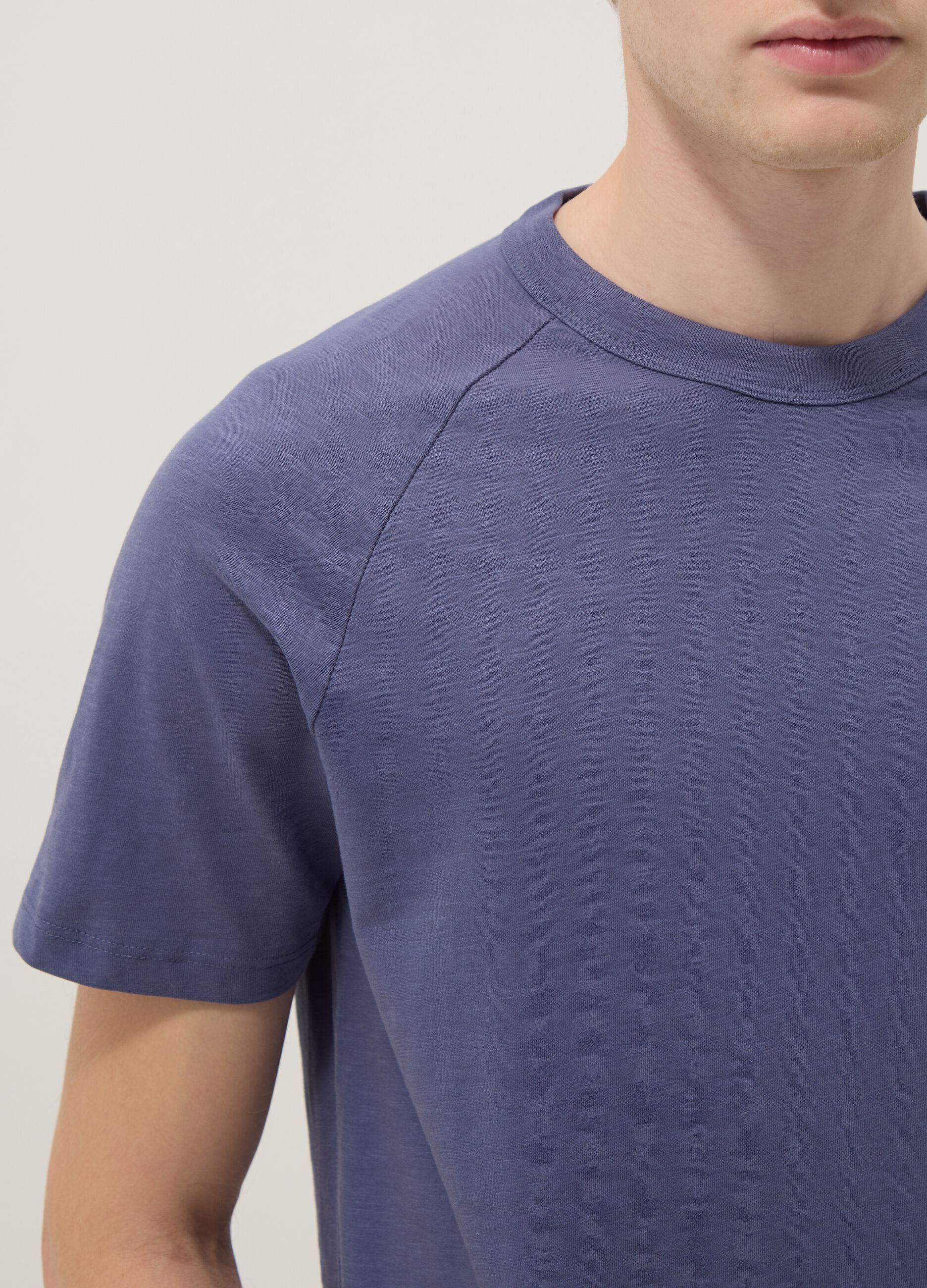 Regular fit blue pure cotton T-shirt