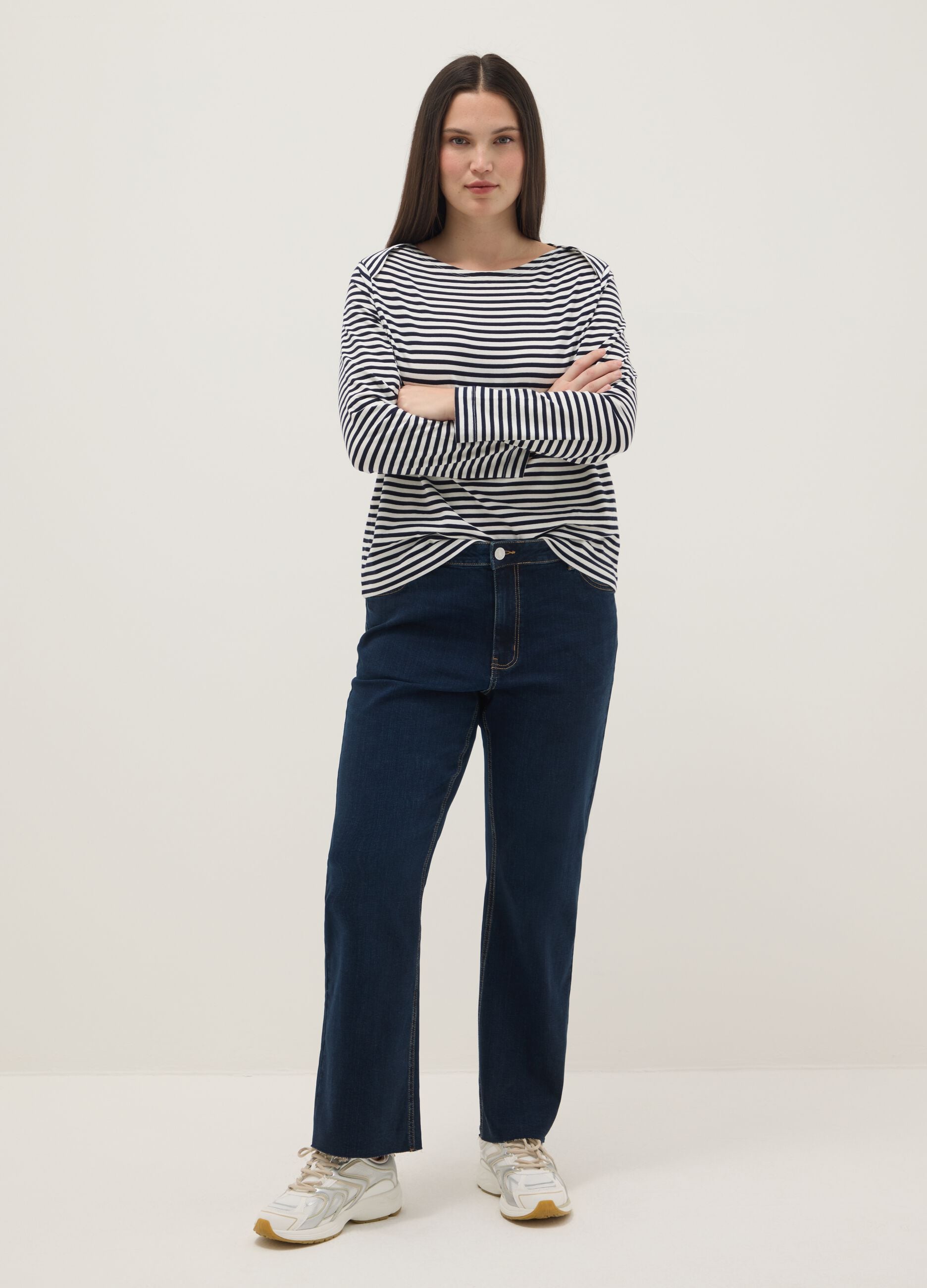 Striped Multicolour Regular Fit Stretch Cotton Top