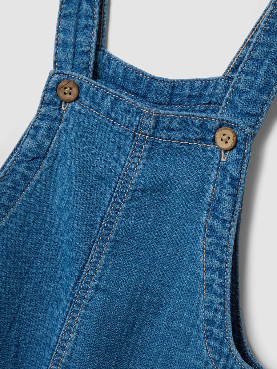 Salopette corta blu in puro cotone per bimbo regular fit_2