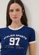 Slim fit blue stretch cotton T-shirt with print_0