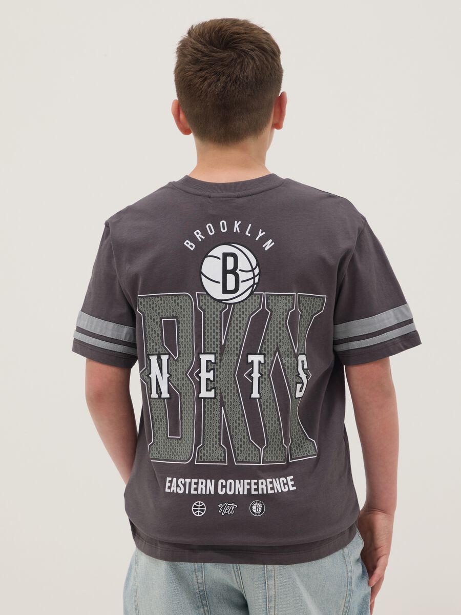 Boy's grey pure cotton t-shirt relaxed fit Brooklyn Nets_1