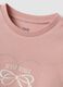 Pink stretch cotton T-shirt with bow embroidery for girls_2