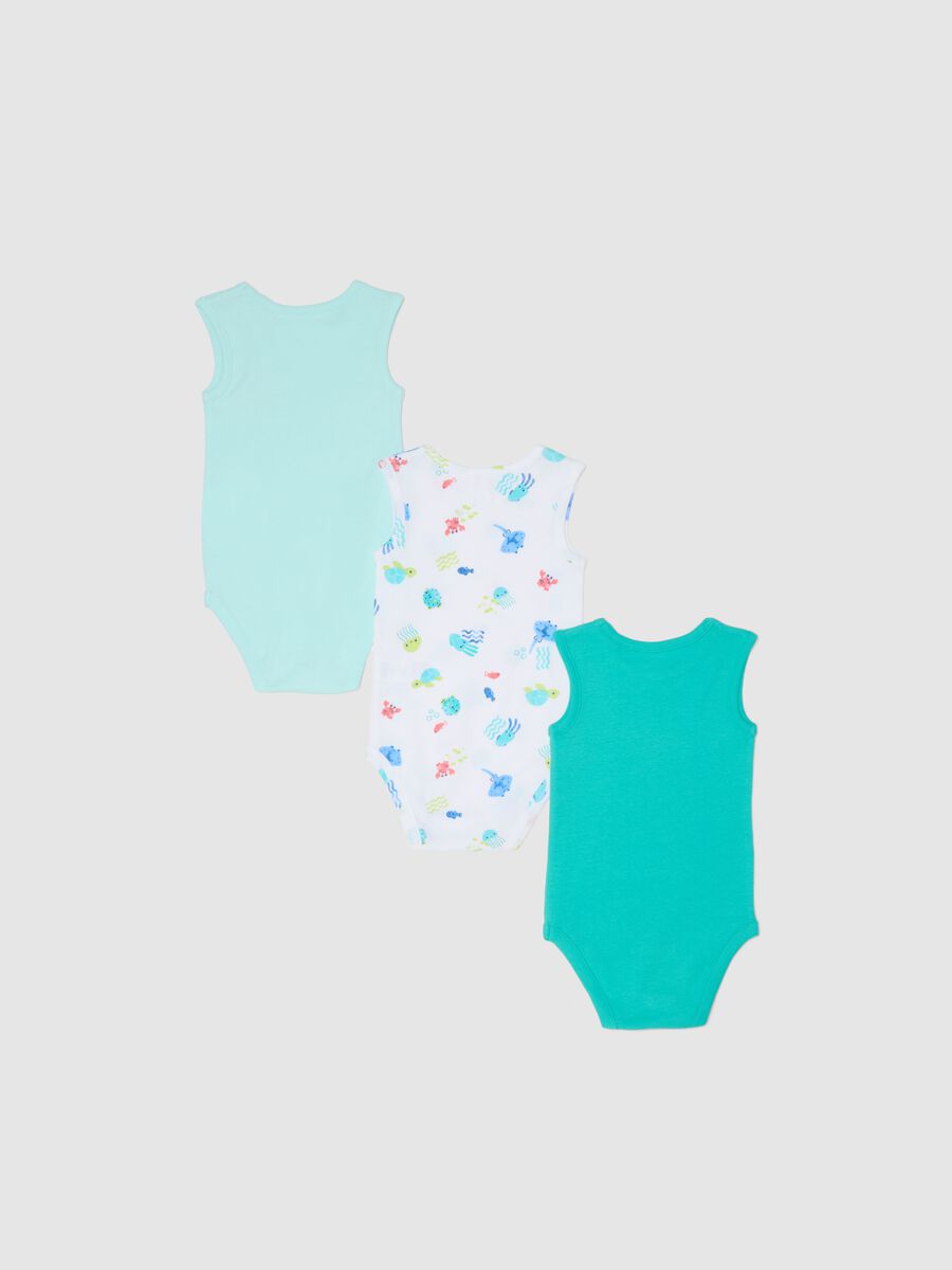 Newborn Sleeveless Pure Cotton Multicolour Bodysuit Tripack_1