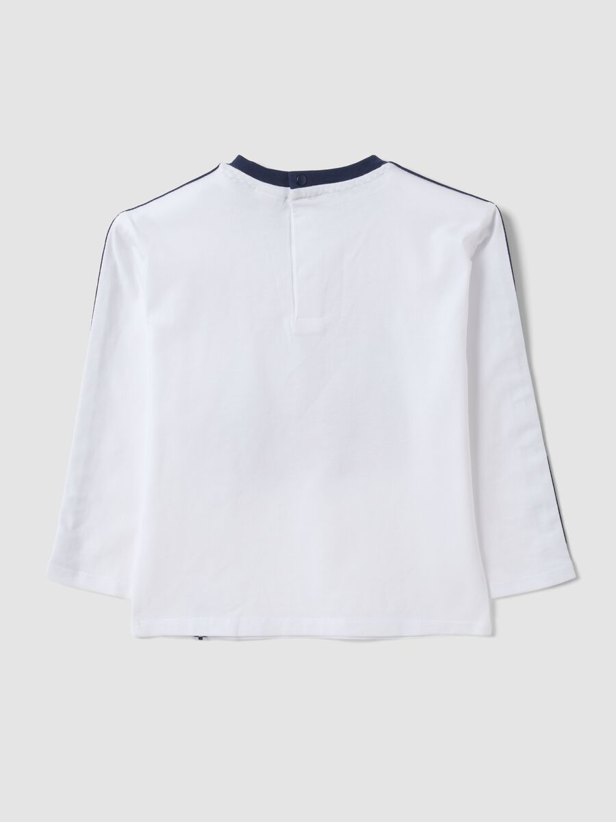 T-shirt bianca in puro cotone con girocollo e stampa Mickey per bimbo_1