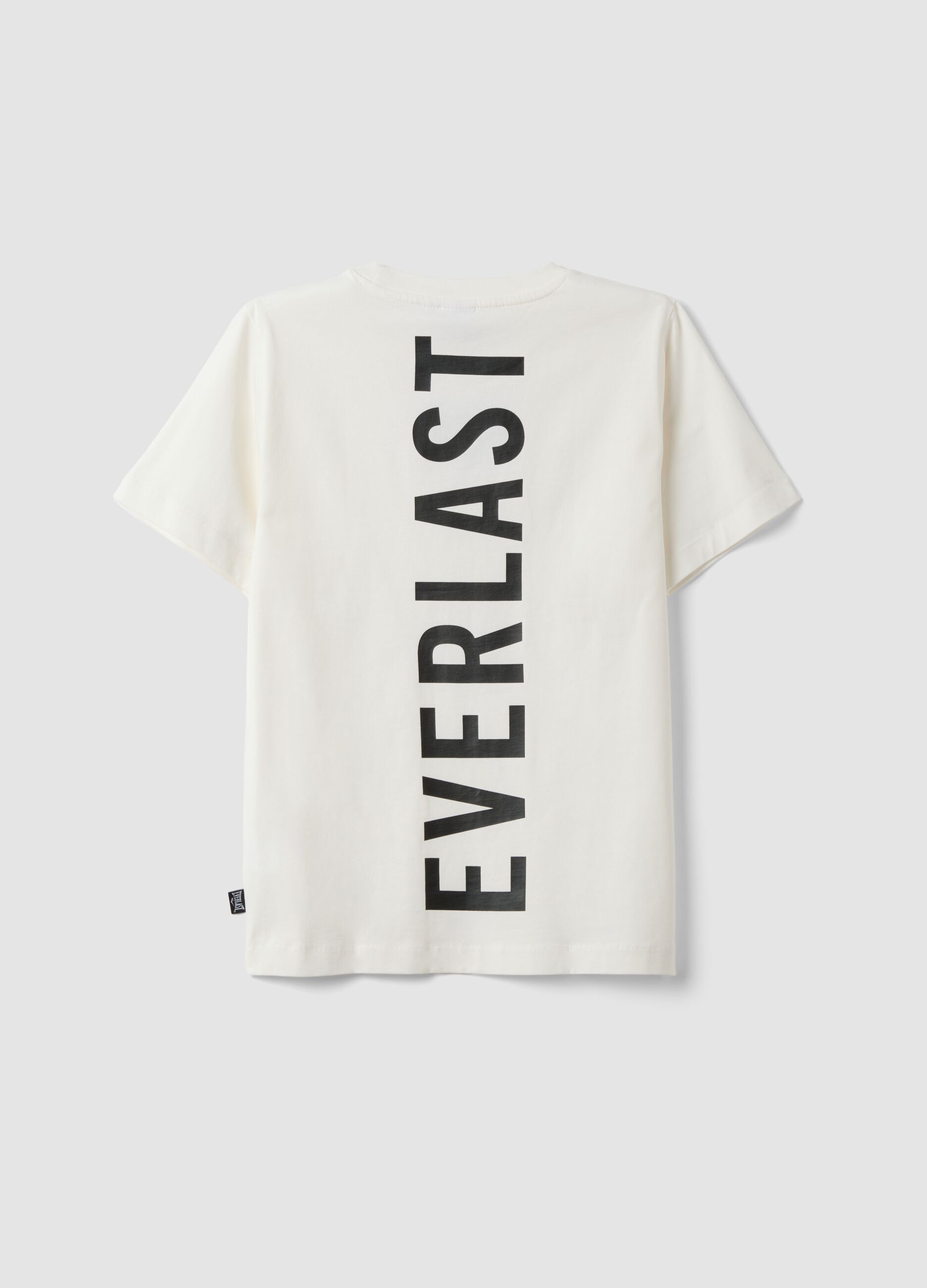 White pure cotton T-shirt with print, regular fit for boys