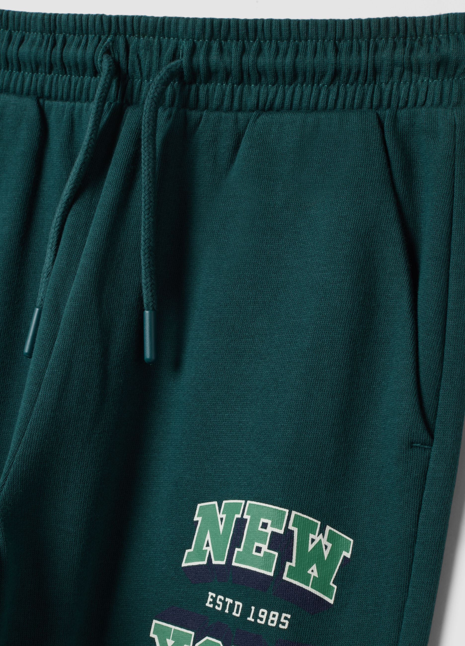Green cotton and viscose blend joggers