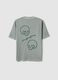 Boys' Green Pure Cotton Oversized Fit T-shirt with Skull_4