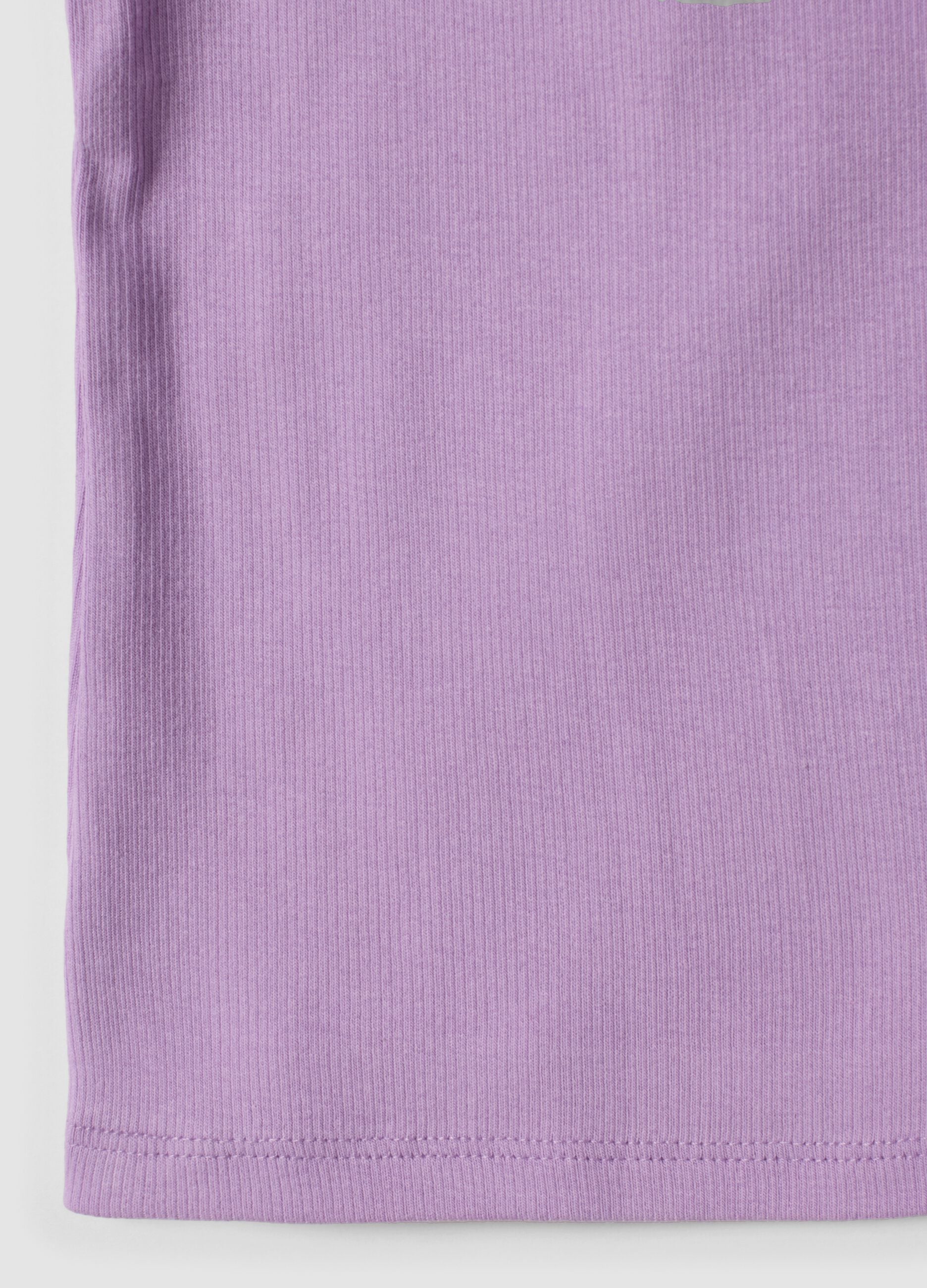 Purple fitted stretch cotton vest top with appliqu&eacute; flower for girls