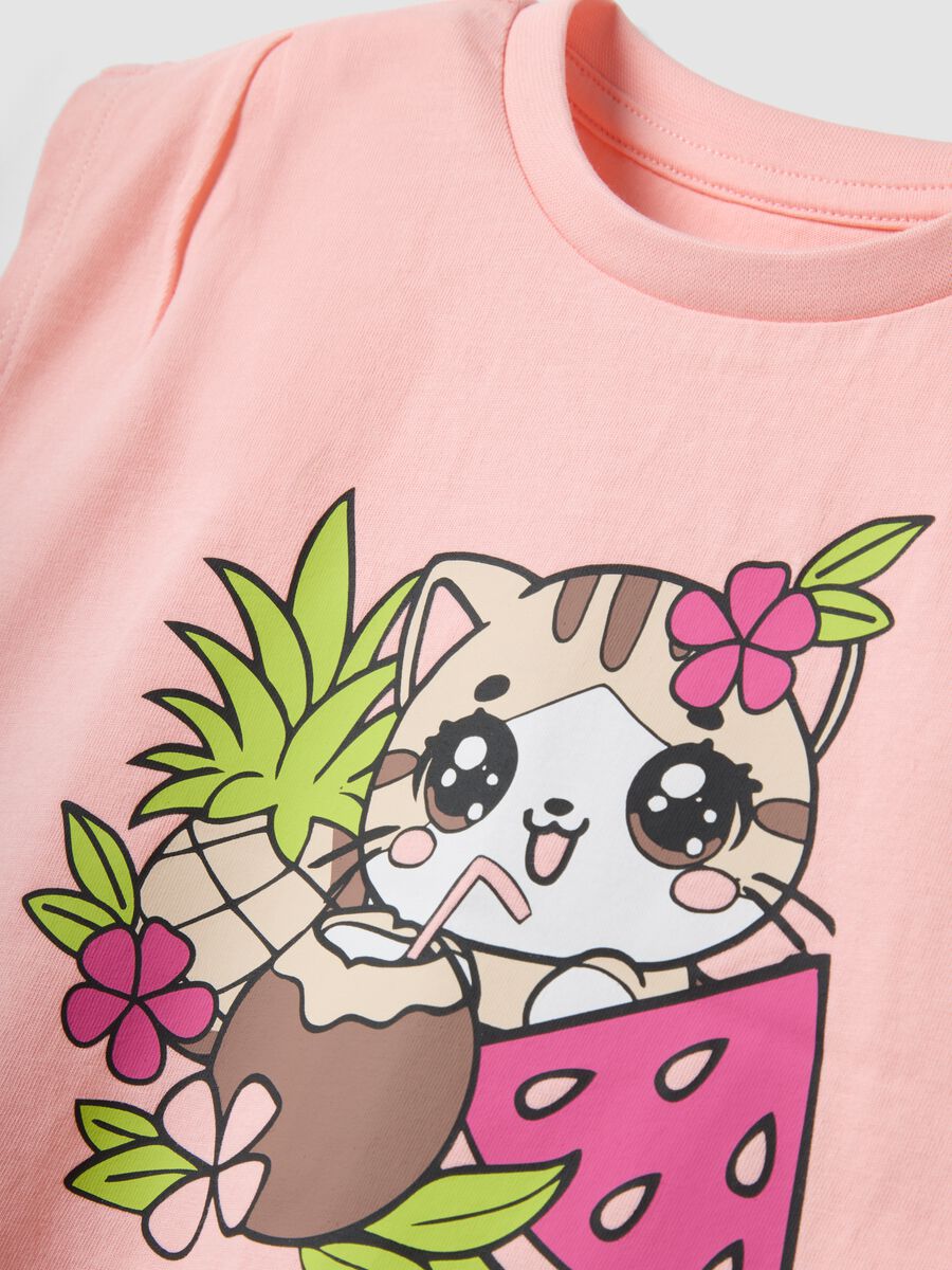 Pink organic cotton printed tank top for girls, regular fit_2