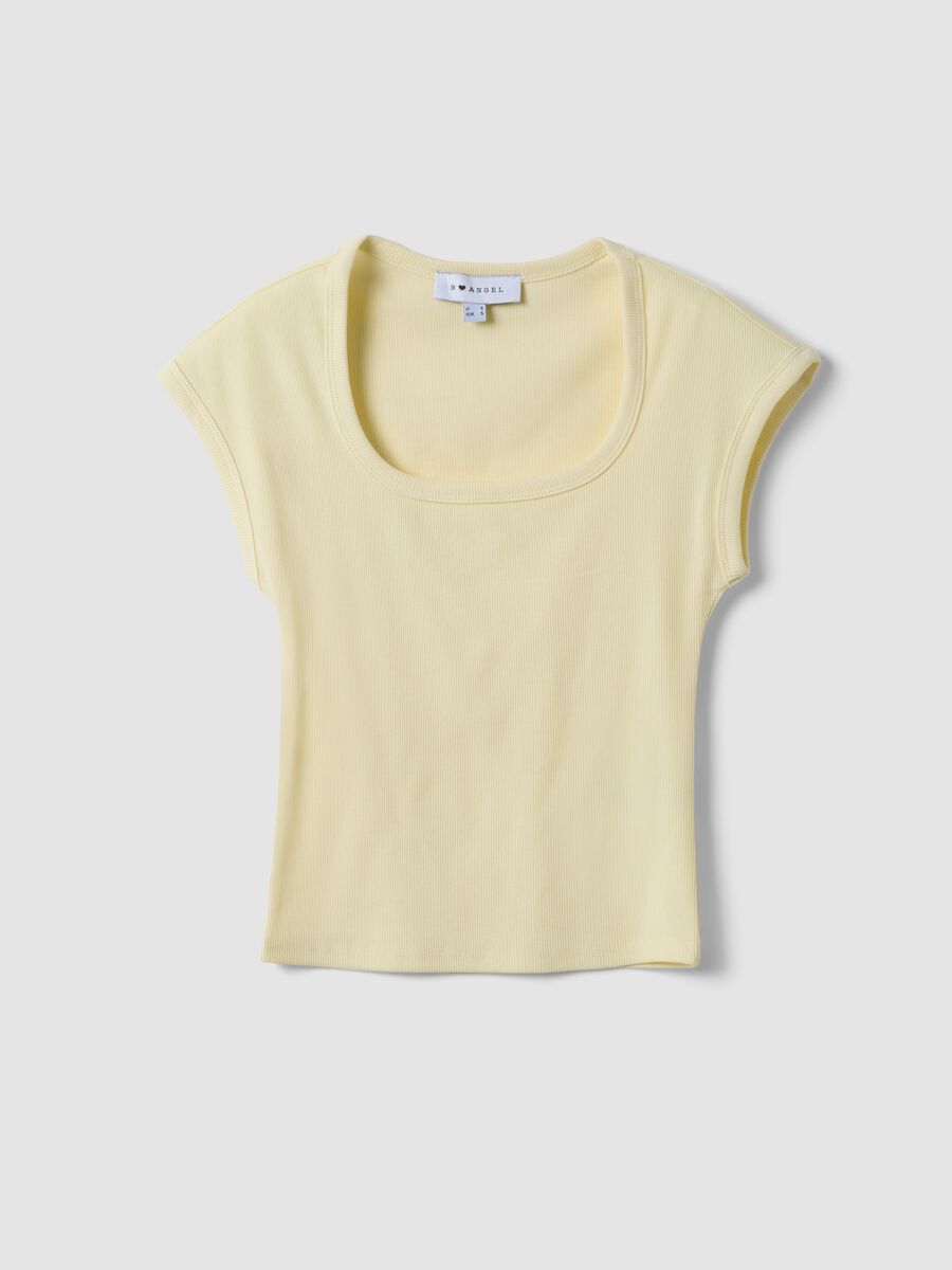 Yellow stretch-cotton short-sleeve T-shirt_4
