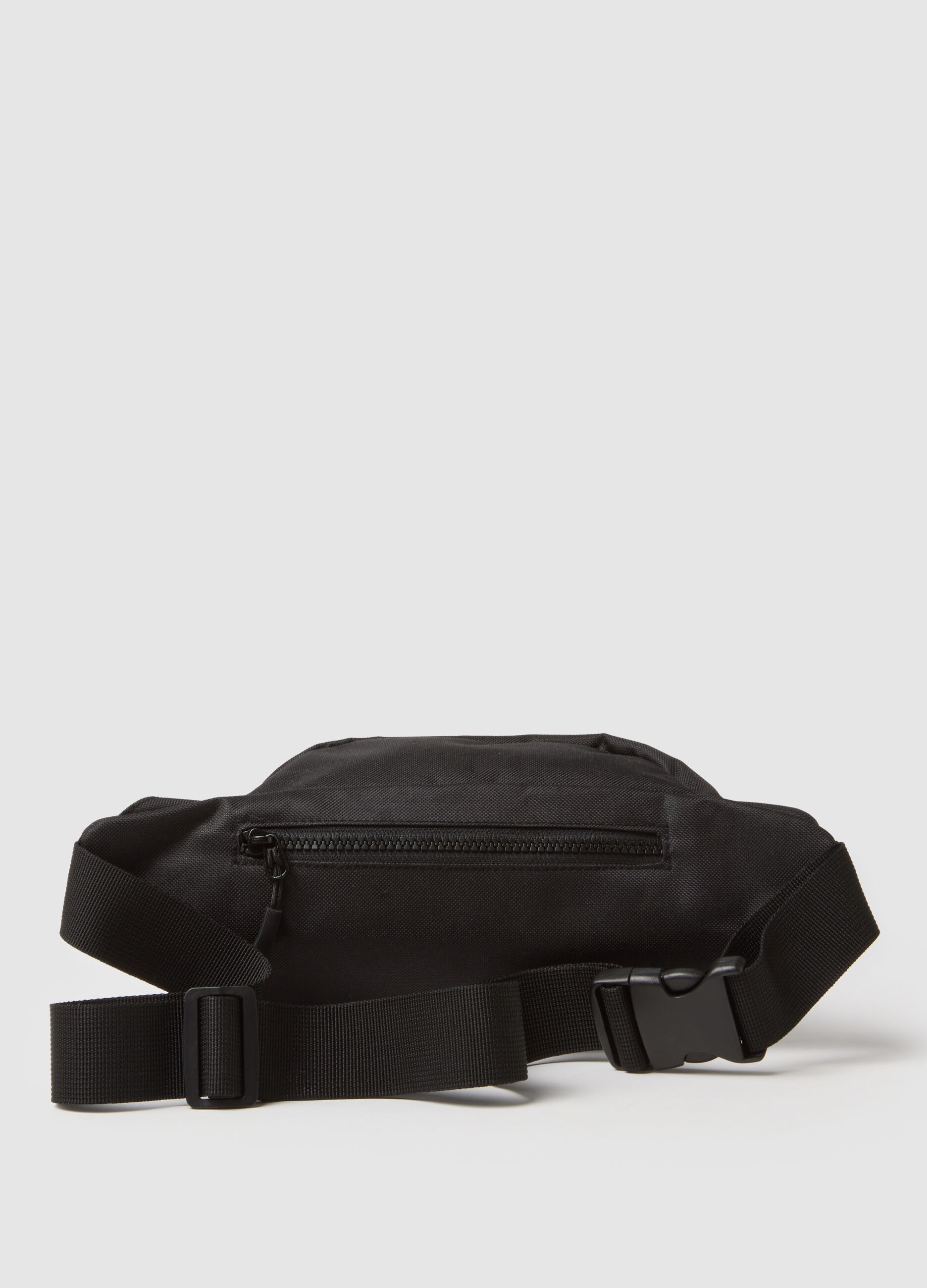 Black waist bag with adjustable closure