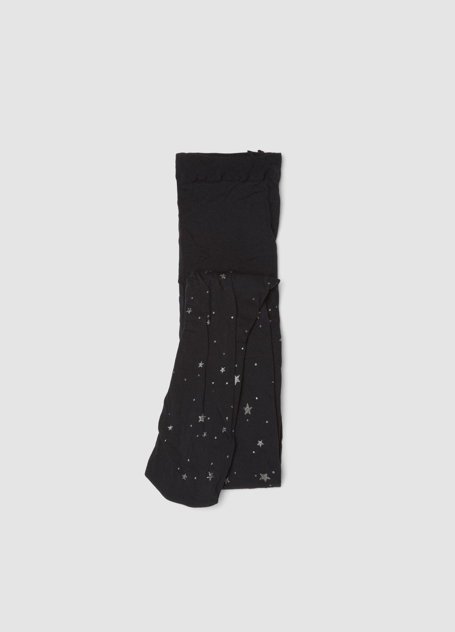 Collant nere in tessuto elasticizzato con stelle