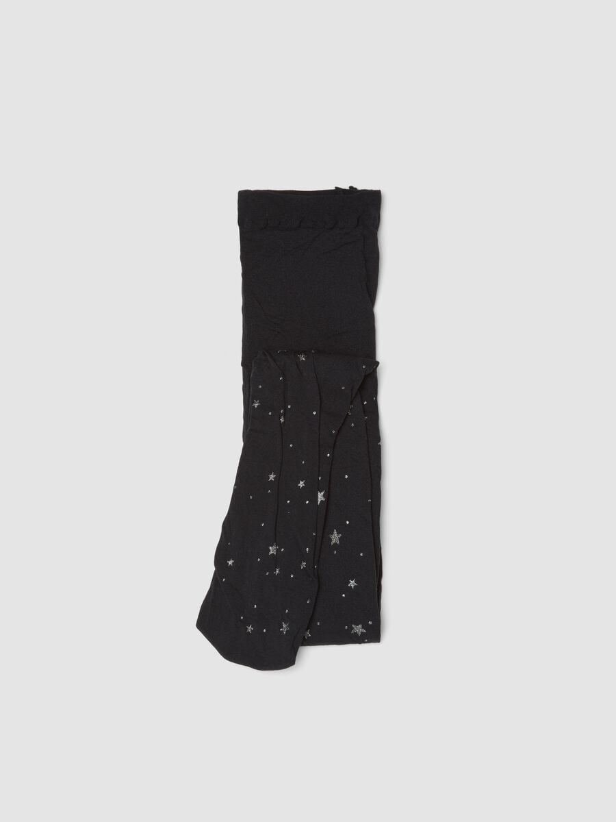 Collant nere in tessuto elasticizzato con stelle_0