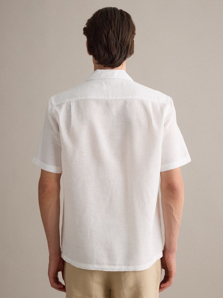 White linen-cotton blend shirt with bowling collar, regular fit_3