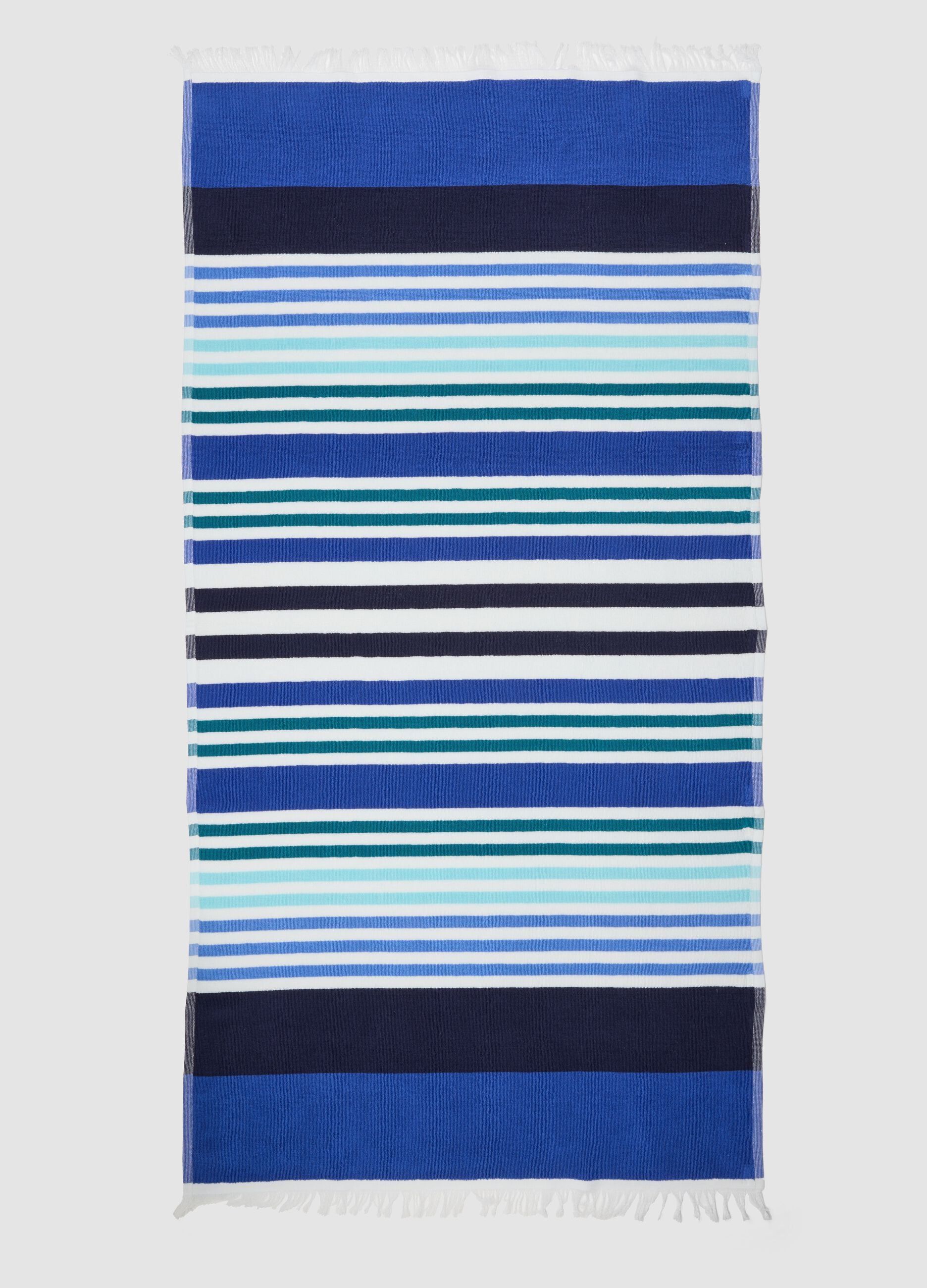 Blue pure cotton striped beach towel