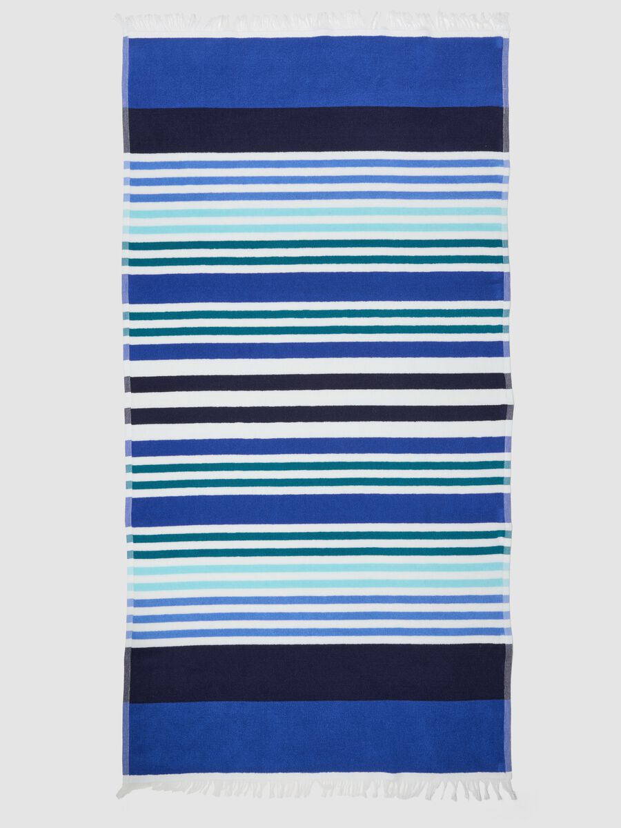Blue pure cotton striped beach towel_1