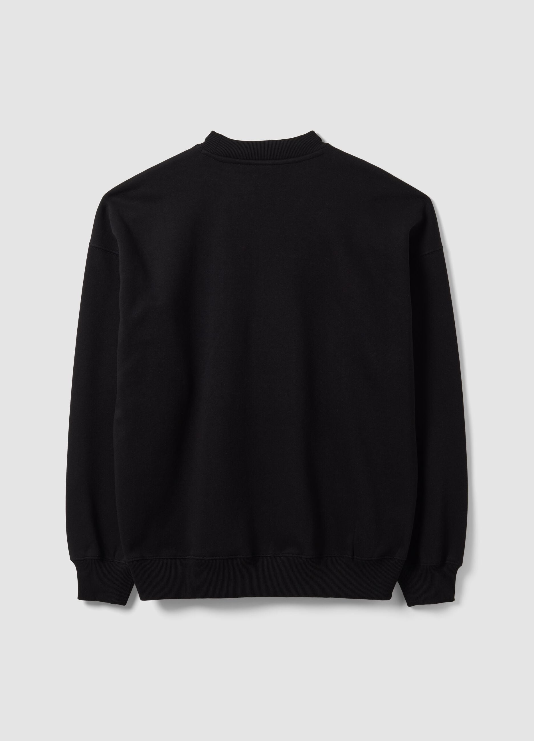 Black cotton-blend sweatshirt with front logo