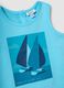 Blue pure cotton boys&rsquo; vest, regular fit, with sailboat print_2