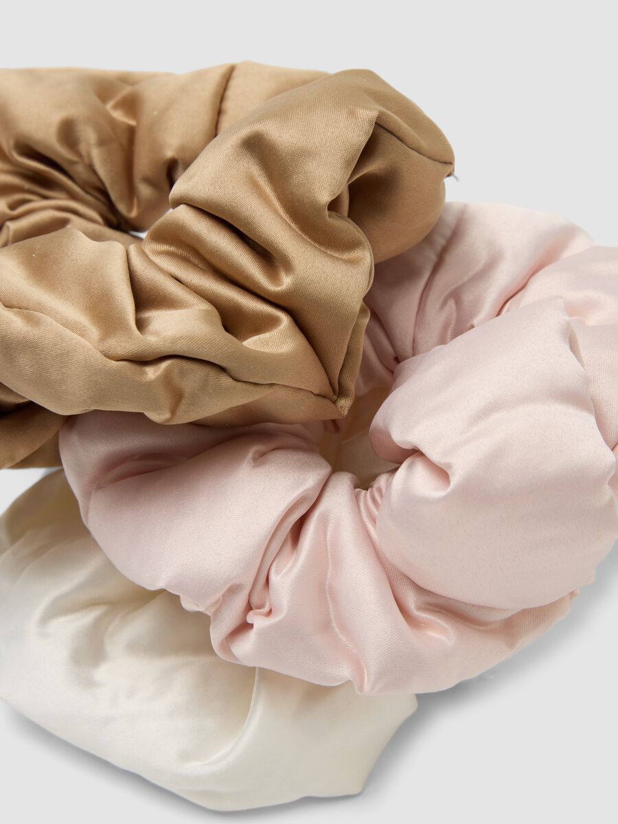 SINCERELY HAIR Satin Scrunchies (3-Pack) Pink&ndash;Mocha&ndash;White_2