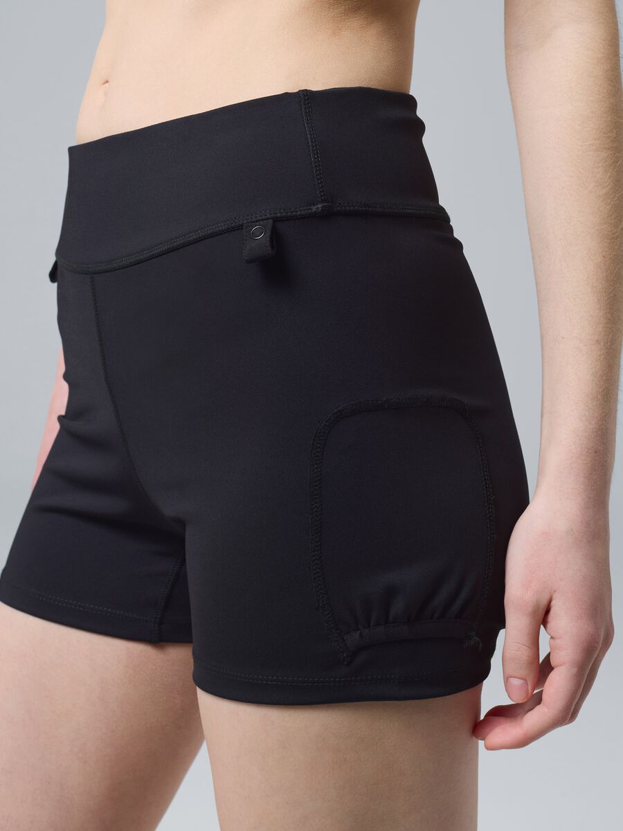 Black ALTAVIA COURT pleated sports shorts in stretch fabric with removable inner short_3