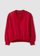 Red cotton-blend V-neck sweatshirt with oversized fit_4