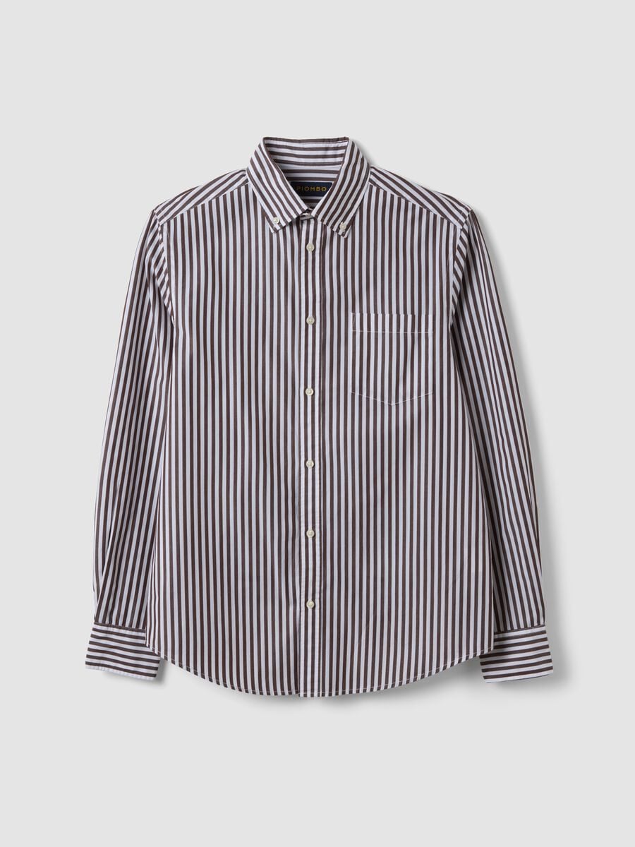 Camicia bianca in popeline di puro cotone a righe regular fit_5