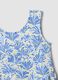 Blue sleeveless stretch jersey dress with floral print for girls_2