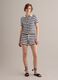 Blue and white striped stretch cotton crochet shorts, regular fit_0