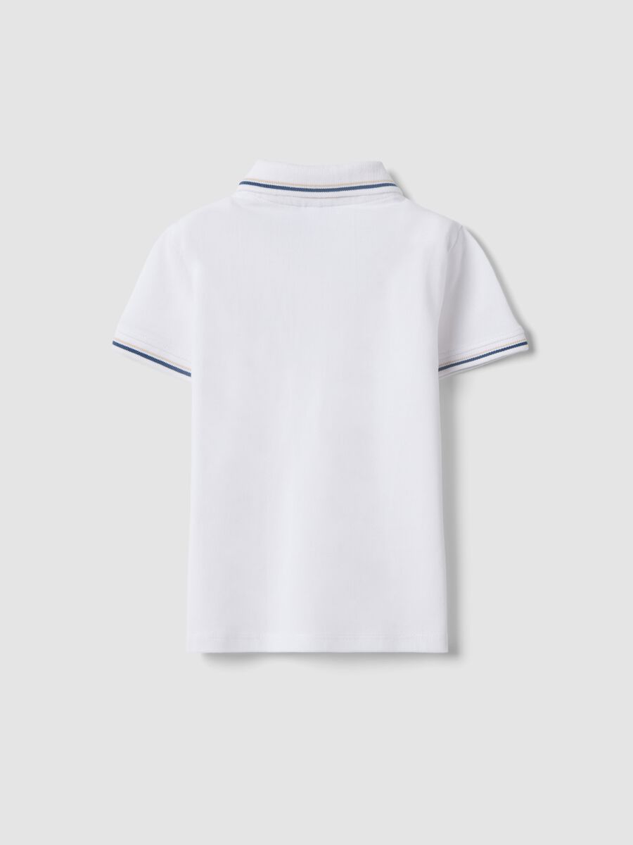 White pure cotton short sleeve polo shirt for children with regular fit_1