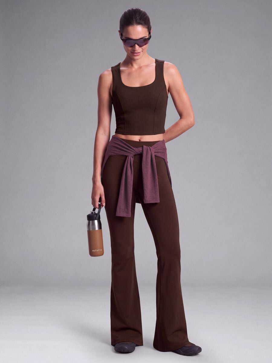 Top marrone crop in tessuto elasticizzato traspirante ALTAVIA STUDIO_0