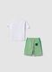 White and green pure cotton kids&rsquo; set with T-shirt and shorts, oversized fit_1