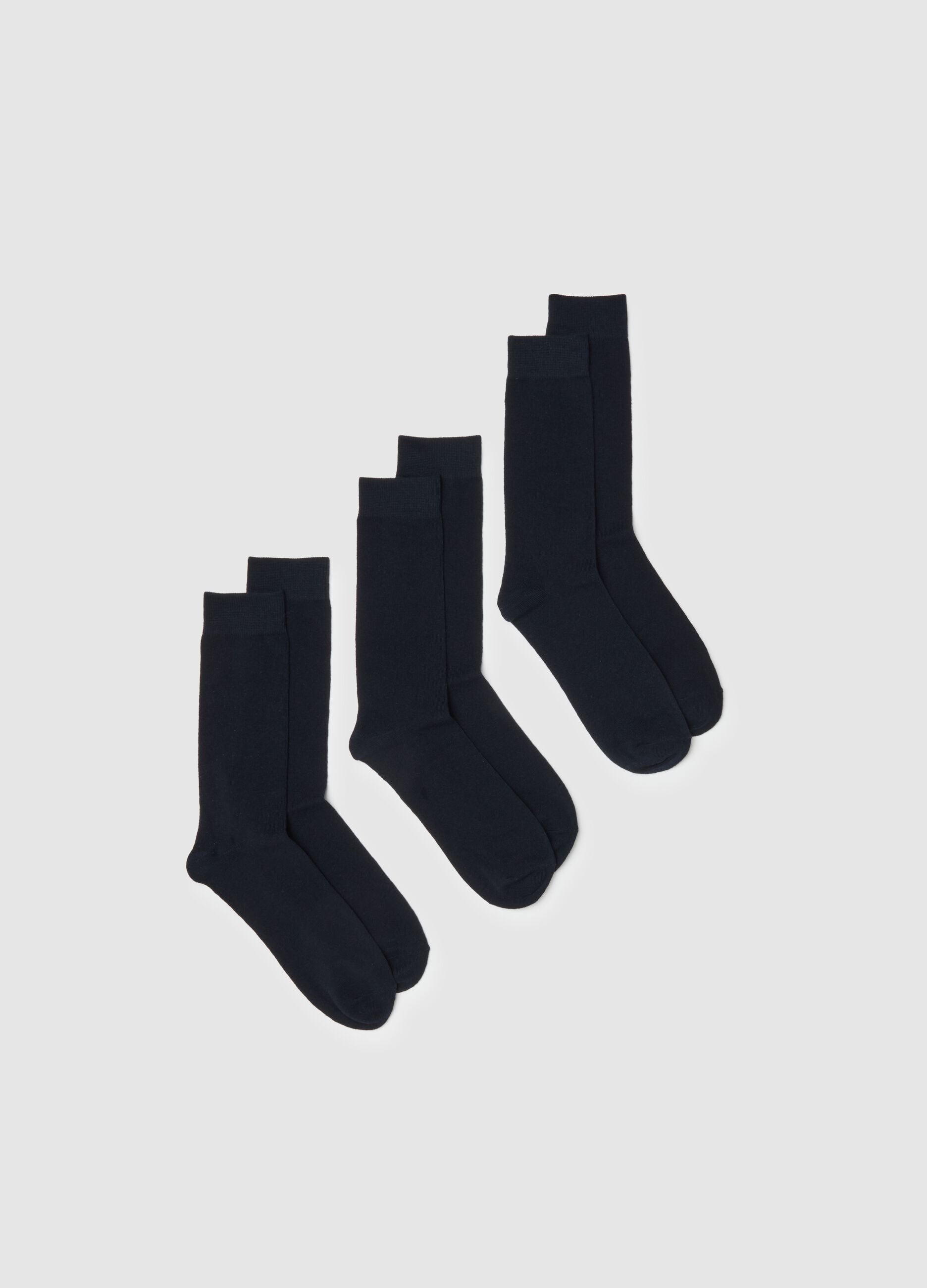 Three-pack elasticated blue cotton socks