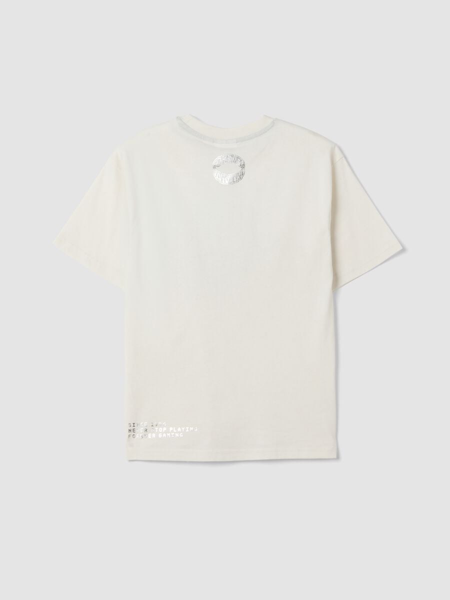 White pure cotton crew-neck T-shirt with PlayStation print_2