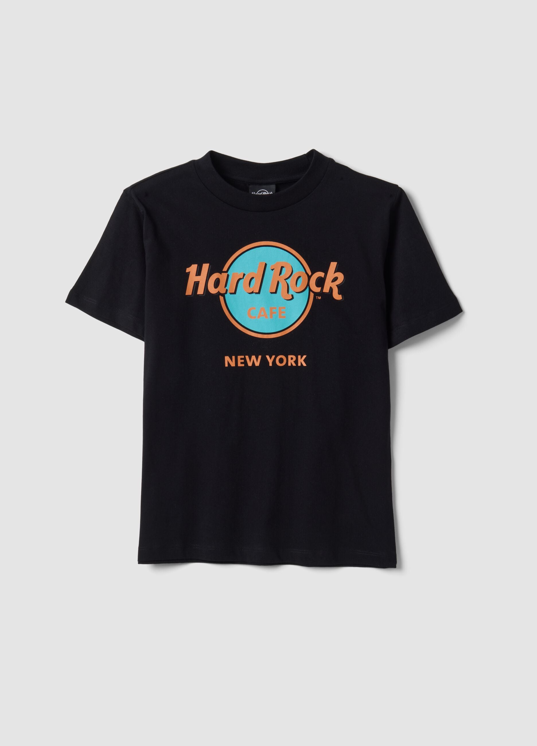 Black pure cotton T-shirt with Hard Rock Cafe print, regular fit